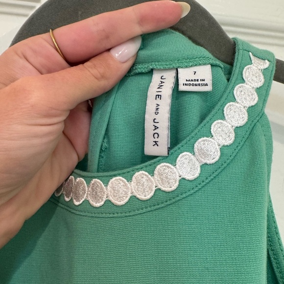 Janie and Jack Oval Trim Ponte Dress Palm Beach Green - Picture 5 of 8